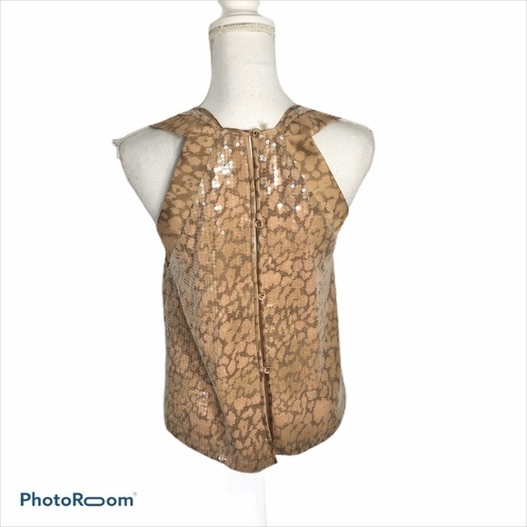 Rebecca Taylor Button Back Top Sz 2 Sequin Women’s Tank - Picture 5 of 8